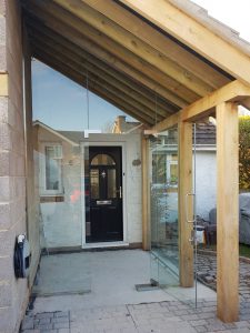 Shaped oversize glass porch